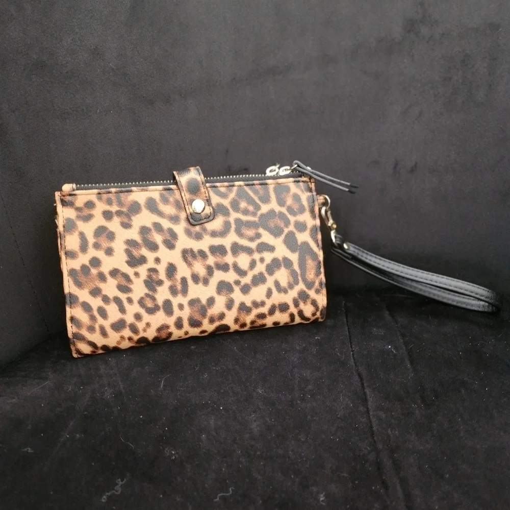 Enzo Angiolini Brown and Black Leopard Print Wallet